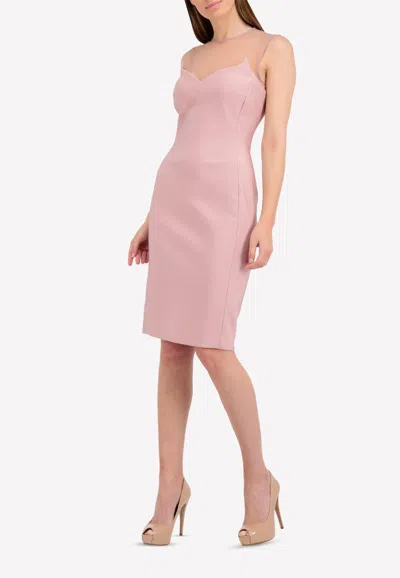 Mugler Mesh Panel Knee-length Sheath Dress In Multi