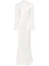 Mugler Mesh-panelling Maxi Dress In 中性色