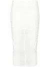 Mugler Mesh Ruched Midi Skirt In White