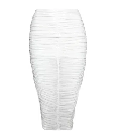 MUGLER MESH RUCHED MIDI SKIRT