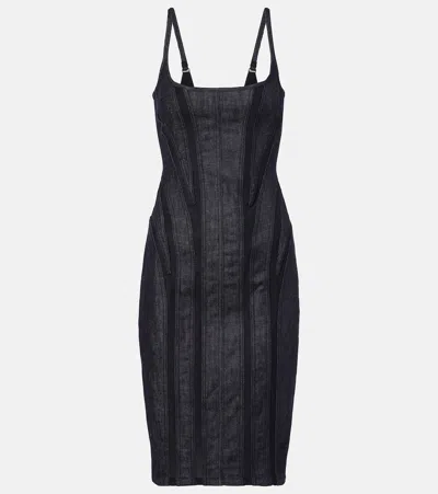 Mugler Jeanskleid Mit Mesh In Blau