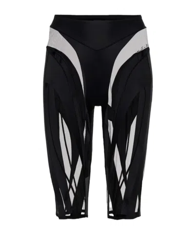 Mugler Mesh-paneled Biker Shorts In Black