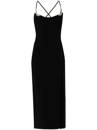 Mugler Black Metallic Details Midi Dress