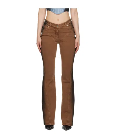 Mugler Mid-rise Flared Jeans In Brown