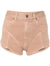 Mugler Mid-rise Skinny Denim Shorts In Brown