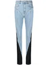 Mugler Spiral Two-tone Panelled Skinny Jeans - Blue - 6