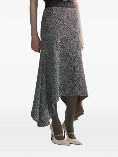 Mugler Midi Asymetric Fluid Skirt In Multi