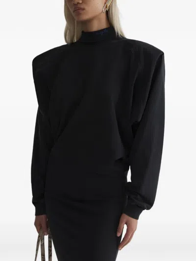 Mugler Midi Bat Sleeves T-shirt Dress In Black