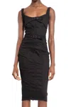 Mugler Denim Buckle Midi Dress In Black