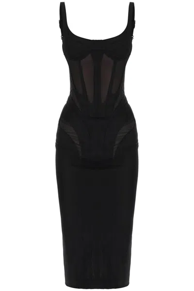 MUGLER MIDI DRESS WITH CORSET