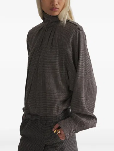 Mugler Midi Hybrid Shirt Dress In Gray