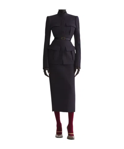 Mugler Midi Pencil Skirt In Brown