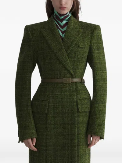 Mugler Midi Tailoring Coat In Green
