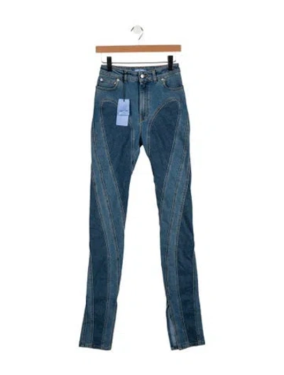 Pre-owned Mugler Mid-rise Straight Leg Jeans In Blue