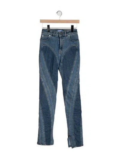 Pre-owned Mugler Mid-rise Straight Leg Jeans In Blue