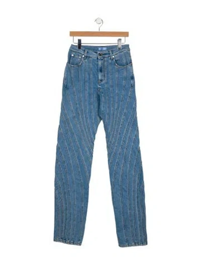 Pre-owned Mugler Mid-rise Straight Leg Jeans In Blue