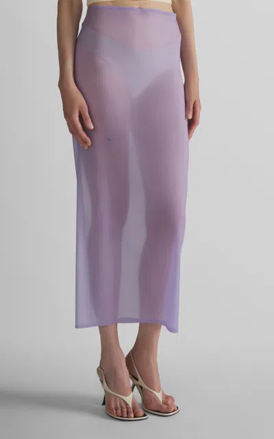 Mugler Mid-rise Stretch-organza Maxi Skirt In Purple