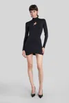 Mugler Mini Dress In Black Polyamide In Black