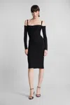 Mugler Mini Dress In Black Viscose In Black