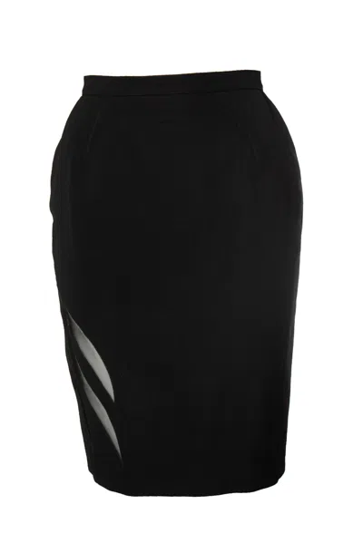 Mugler , Mini Skirt With Sheer Details In Black