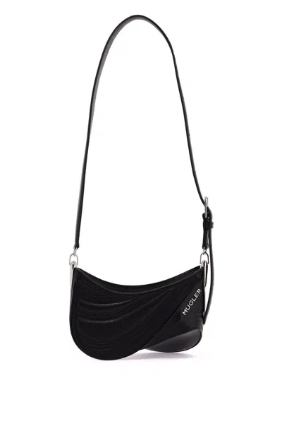 Mugler Mini Spiral Curve Shoulder Handbag In Black