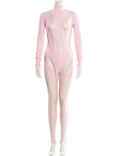 Pre-owned Mugler Mock Neck Jumpsuit W/ Tags In Pink