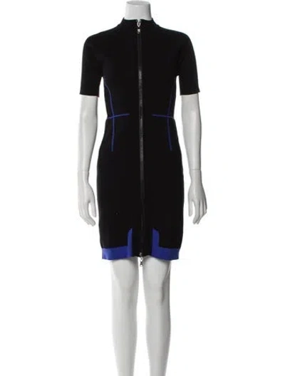 Pre-owned Mugler Mock Neck Knee-length Dress In Black