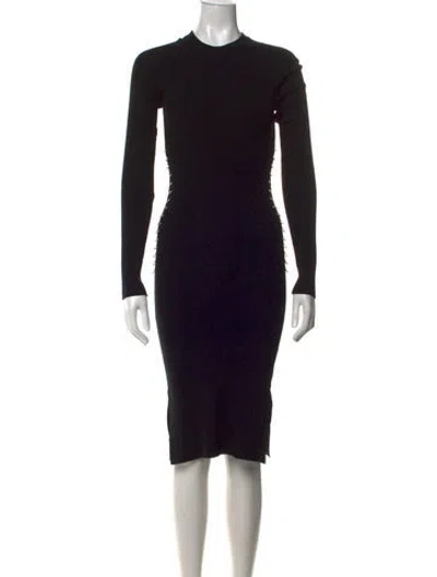 Pre-owned Mugler Mock Neck Knee-length Dress In Black