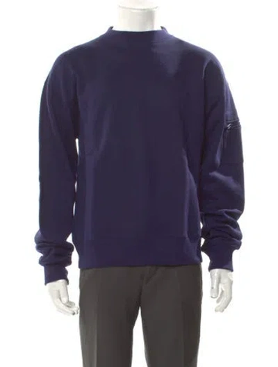 Pre-owned Mugler Mock Neck Long Sleeve Sweatshirt In Blue