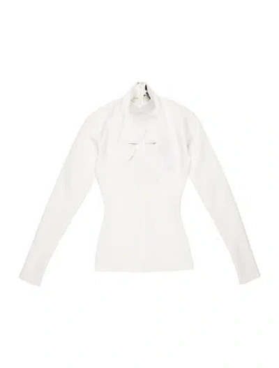 Pre-owned Mugler Mock Neck Long Sleeve Top In White