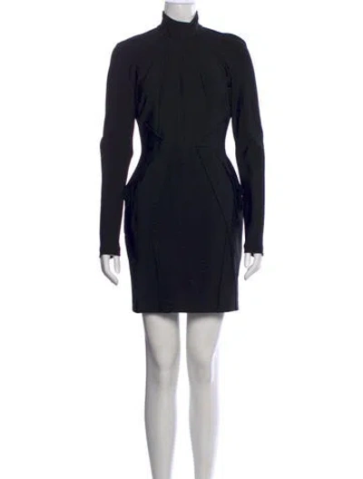 Pre-owned Mugler Mock Neck Mini Dress In Black