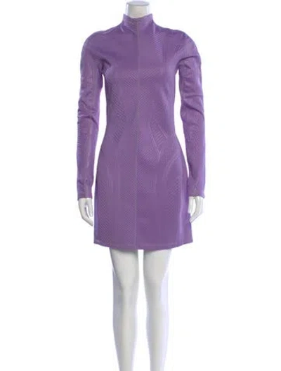 Pre-owned Mugler Mock Neck Mini Dress In Purple