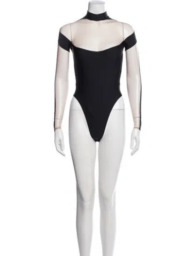 Pre-owned Mugler Mock Neck Short Sleeve Bodysuit