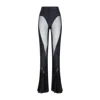 Mugler Flared Sheer Pants With Tulle Ruffles