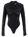 Mugler Layered Bodysuit Fitted Silhouette In Black