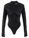 Mugler Layered Bodysuit Fitted Silhouette In Black