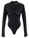 Mugler Layered Bodysuit Fitted Silhouette In Black