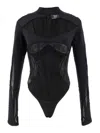 Mugler Layered Bodysuit Fitted Silhouette In Black