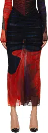 Mugler Elastic Waist Skirt In Pr603 Print Blue & R