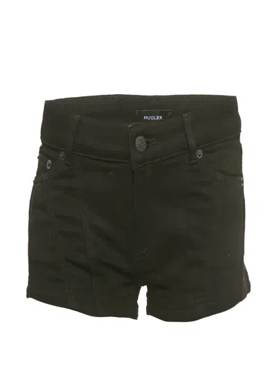 Pre-owned Mugler Multiple-pocket Denim Shorts In Black