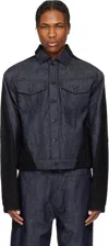 Mugler Bi-color Denim Jacket In Black