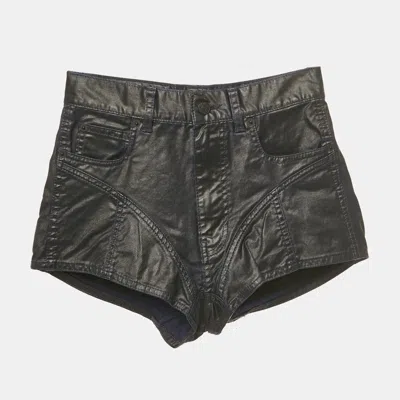 Mugler Navy Blue Nylon Shorts In Gray