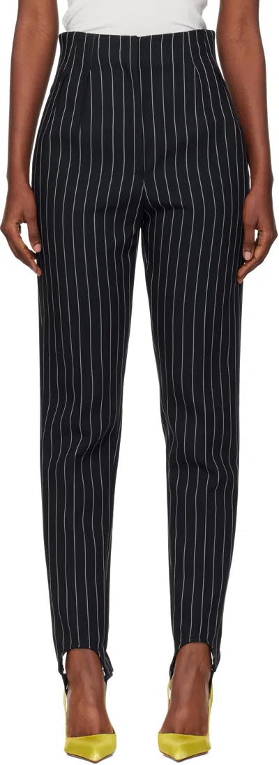 Mugler Navy Pinstripe Cigarette Stirrup Trousers