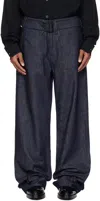 Mugler Navy Raw Denim Jeans In Rd600
