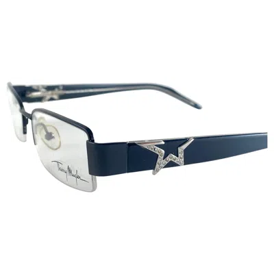 Pre-owned Mugler New Vintage Thierry  Half Frame Rx 1990's Eyeglasses In Black