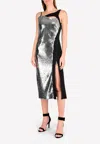 Mugler Nickel Robe Sequinned Dress In Silver