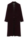Mugler Notched-lapel Wool Coat In Burgundy