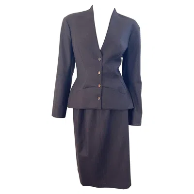 Pre-owned Mugler Nwt 1990s Thierry  Brown Size 42 Cashmere + Wool Vintage 90s Skirt Suit