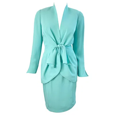 Pre-owned Mugler Nwt Vintage Thierry  F/w 1988 Mint Blue Size 38 1980s Skirt Suit