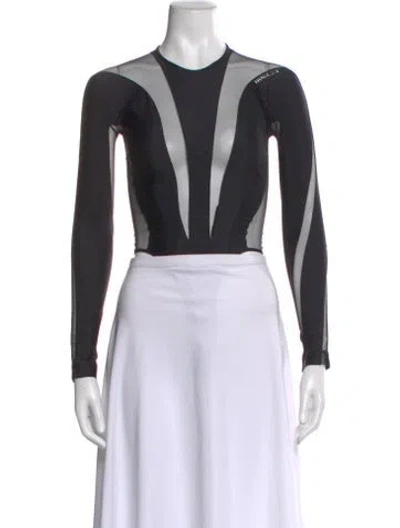 Pre-owned Mugler Nylon Crew Neck Top In Black